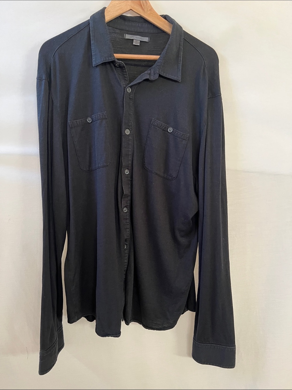 John Varvatos Silk & Cotton Men's Dark Charcoal/Faded Black Button-Down Shirt